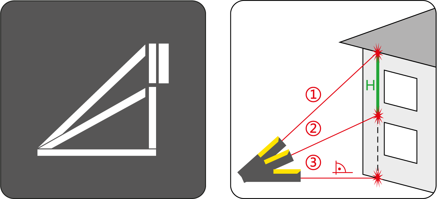 3-punts Pythagoras-functie met indirecte hoogtemeting