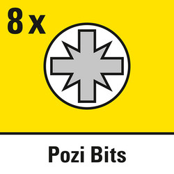 8 Prozidriv-Profil-Bits in PZ1 – PZ3