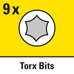 9 Torx-Profil-Bits in T10 – T40