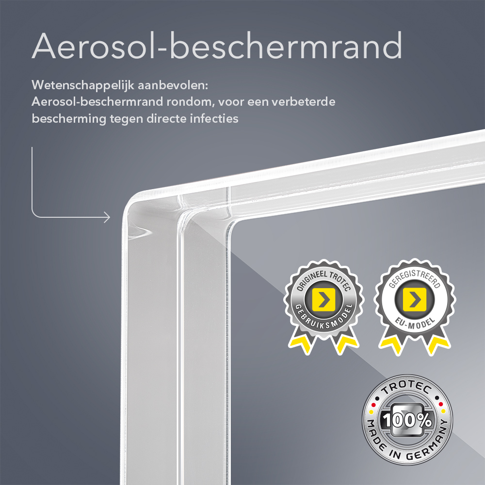 Acrylglas-beschermingswanden met wetenschappelijk geteste aerosol-beschermrand