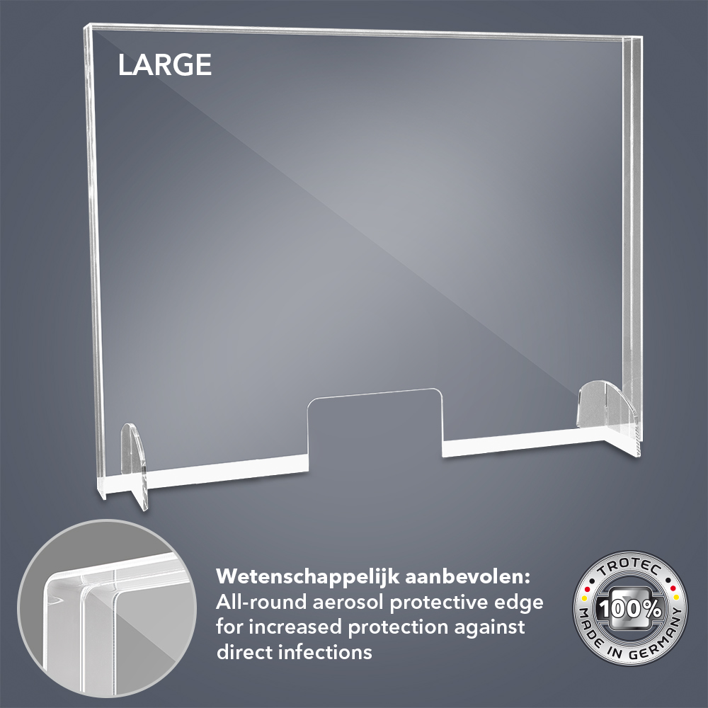 Balieopzetwand van acrylglas met aerosol-beschermrand