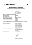 Déclaration de conformité déshumidificateur TTK 105 S / TTK 105 S HC (INT)