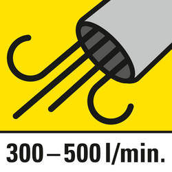 Instelbare luchthoeveelheid 300 of 500 liter per minuut