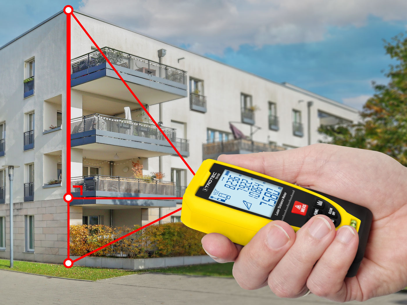 Met de TD120 kunnen hoogten automatisch worden berekend, ook indirecte hoogteberekeningen of deelhoogten kunnen snel worden bepaald