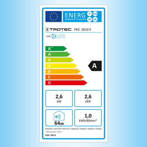 PAC 2610 E : l'étiquette énergétique