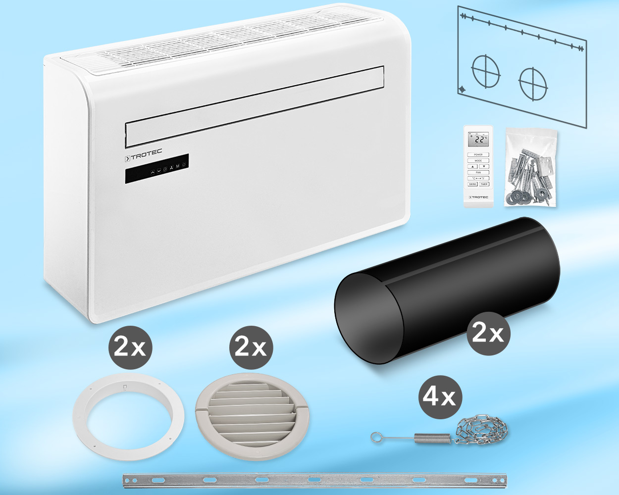 PAC-W 2600 SH : composition de la fourniture du climatiseur monobloc confort