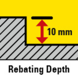 Profondeur de feuillure réglable jusqu’à 10 mm max.