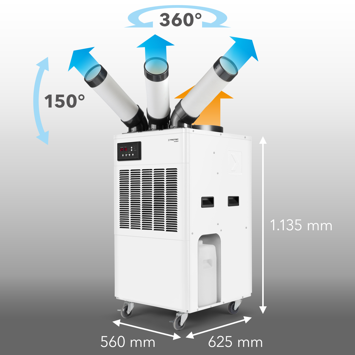 Trois conduites d’air froid orientables pour un refroidissement ponctuel