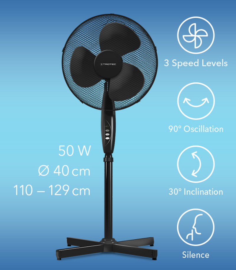 TVE 16 - statiefventilator zwart