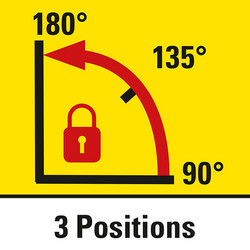 Vergrendelbaar in 3 hoekinstellingen: 90°, 135° en 180°